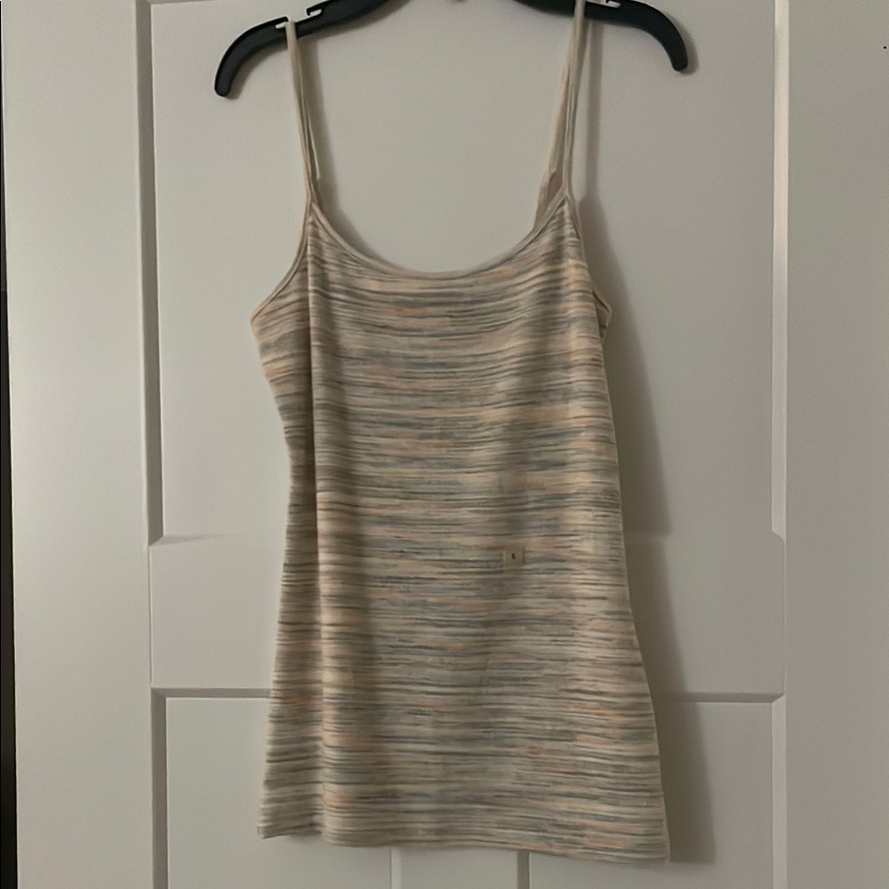 LOFT Cream and Gray Fitted Camisole Tank Top